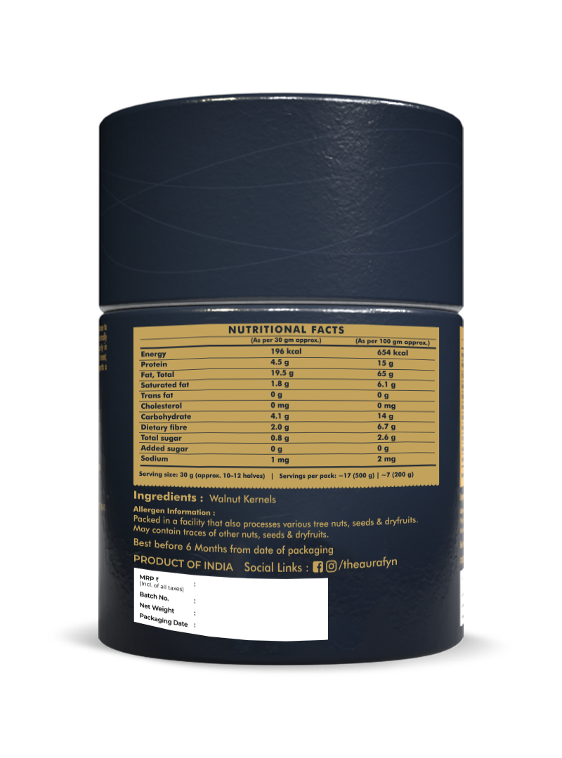 Aurafyn Kashmir walnuts — ingredients and nutritional information