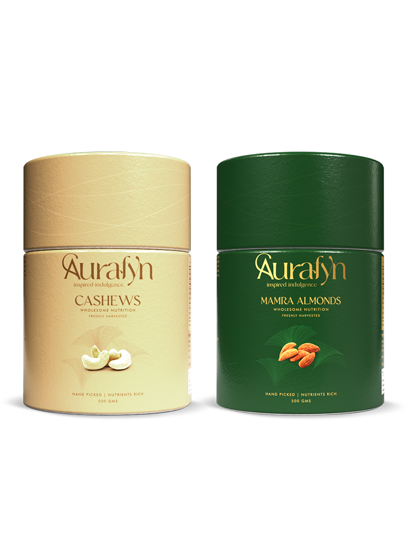 Mamra almonds and W180 cashews bundle — Aurafyn gift pack