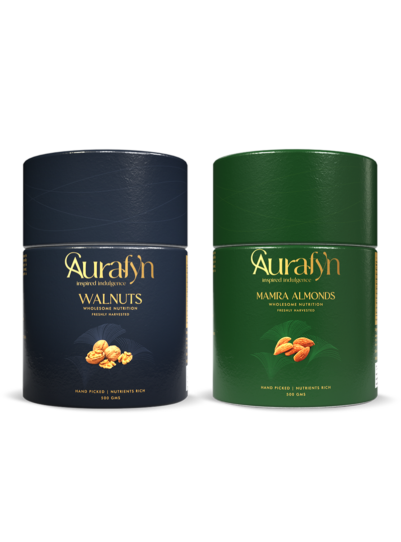 Mamra almonds and Kashmir walnuts bundle — Aurafyn gift pack